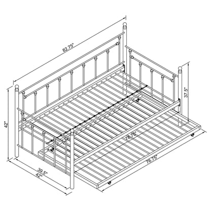 Nocus Metal Twin Daybed with Trundle White