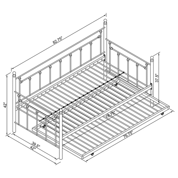 Nocus Metal Twin Daybed with Trundle White