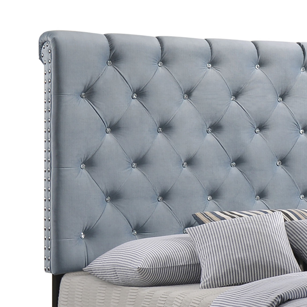 Warner Upholstered Queen Panel Bed Slate Blue