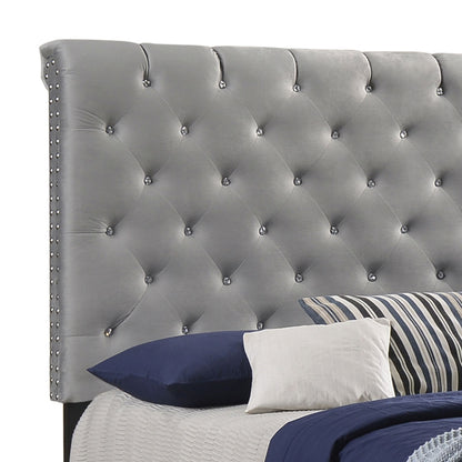 Warner Upholstered Queen Panel Bed Grey