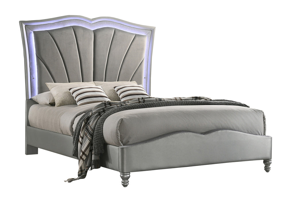 Chasina Queen Upholstered Bed with LED Lighting Grey