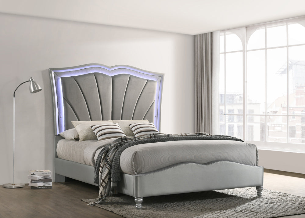 Chasina Queen Upholstered Bed with LED Lighting Grey