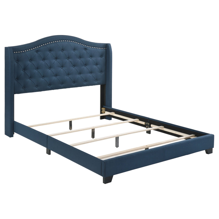 Sonoma Upholstered Queen Wingback Bed Blue