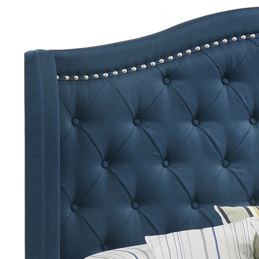 Sonoma Upholstered Queen Wingback Bed Blue