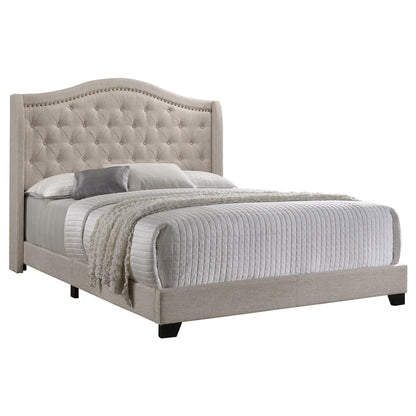 Sonoma Upholstered Eastern King Wingback Bed Beige