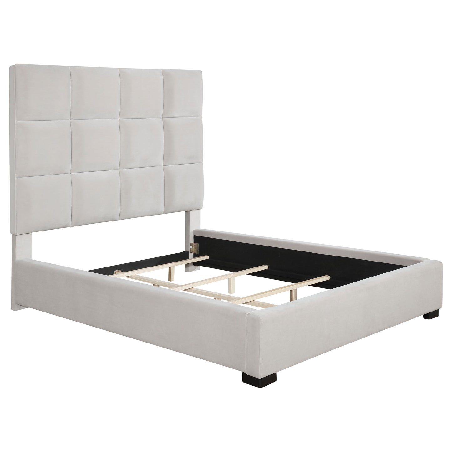 Panes Upholstered Queen Panel Bed Beige