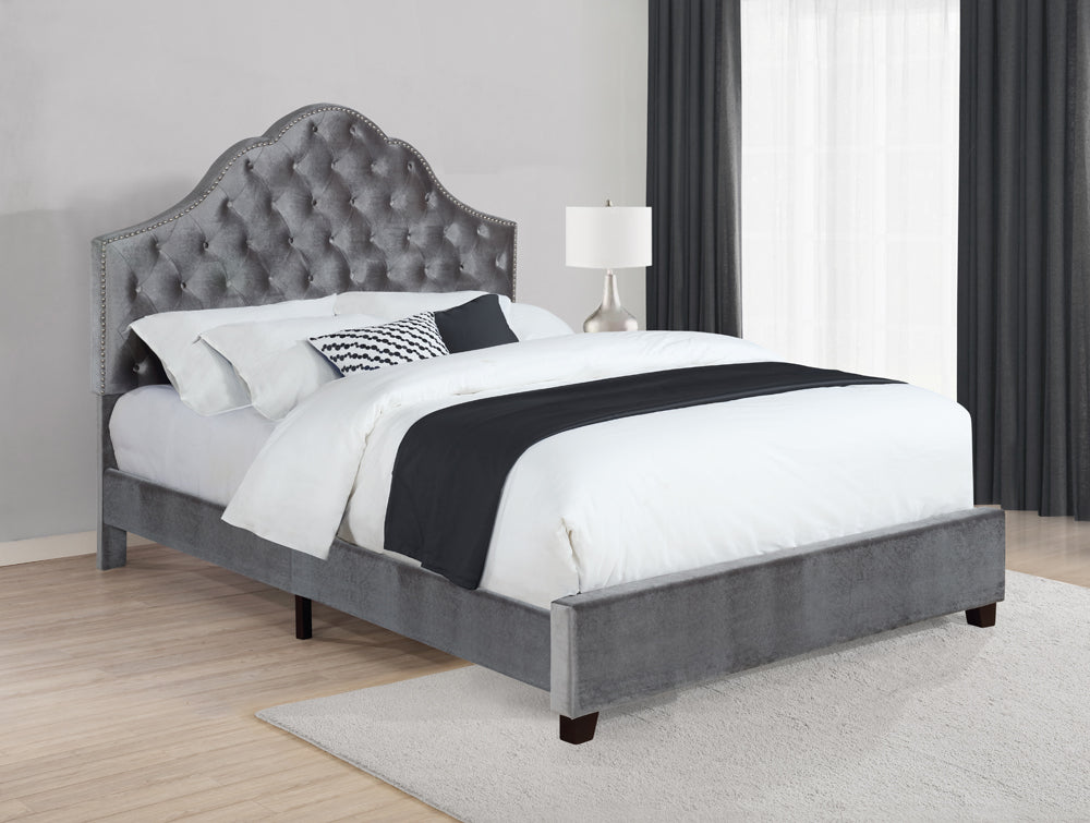 Abbeville Eastern King Upholstered Bed with Arched Headboard Grey
