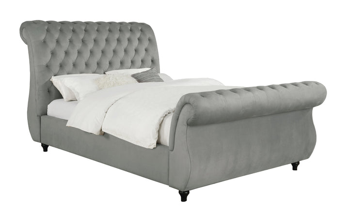 Chelles Eastern King Upholstered Sleigh Bed Grey