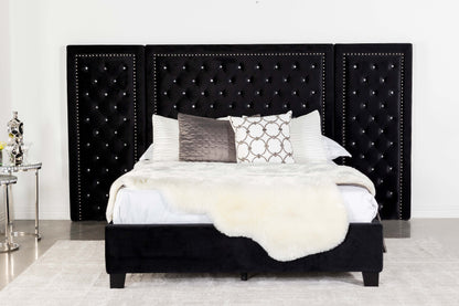 Hailey Upholstered Eastern King Panel Bed Black