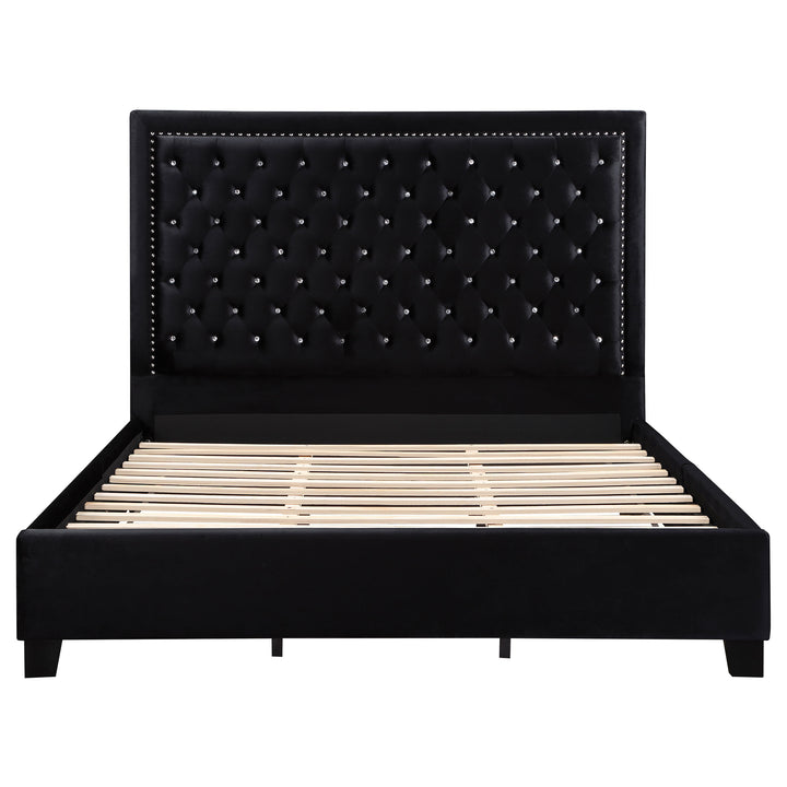 Hailey Upholstered California King Panel Bed Black