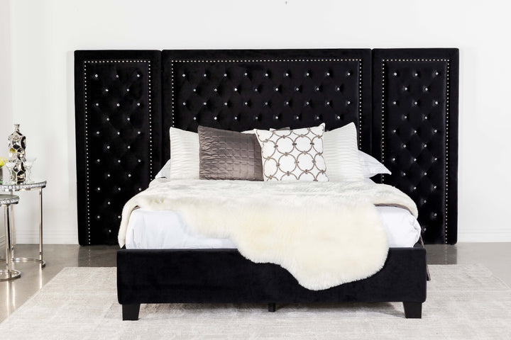 Hailey Tufted Upholstered Wall Bed Panel Black