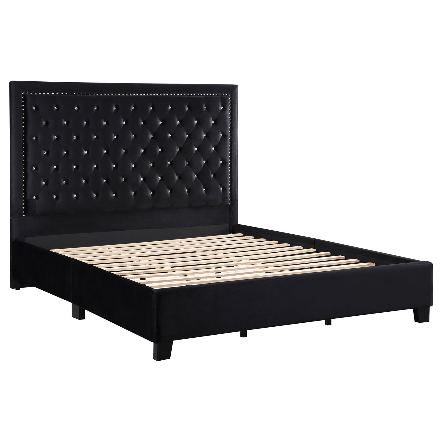 Hailey Upholstered Queen Panel Bed Black