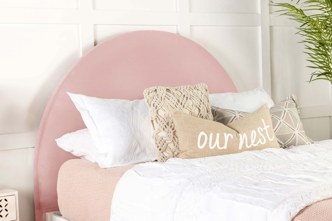 June Upholstered Queen or Full Panel Headboard Blush