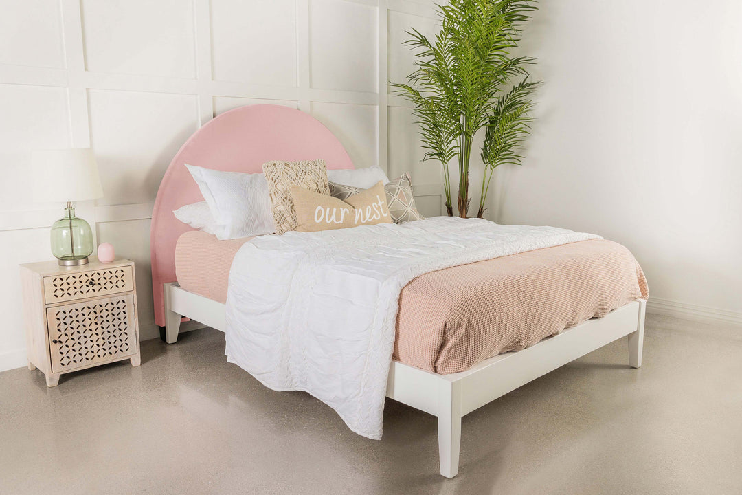 June Upholstered Queen or Full Panel Headboard Blush