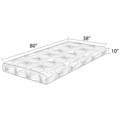 Key 10" Twin Long Memory Foam Mattress White