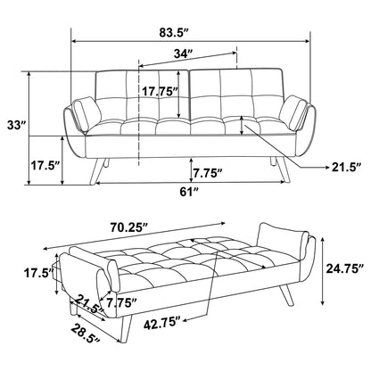 Caufield Biscuit-tufted Sofa Bed Turquoise Blue