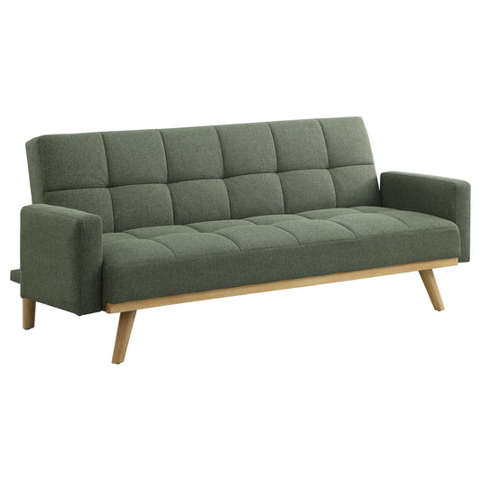 Kourtney Upholstered Track Arms Covertible Sofa Bed Sage Green