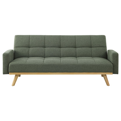 Kourtney Upholstered Track Arms Covertible Sofa Bed Sage Green