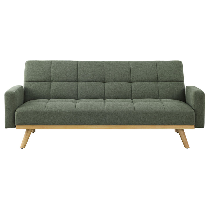 Kourtney Upholstered Track Arms Covertible Sofa Bed Sage Green