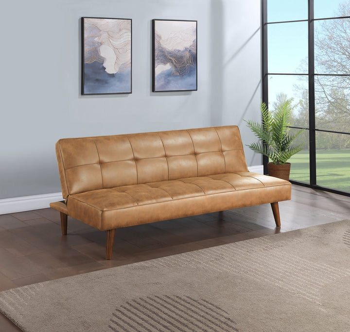 Jenson Multipurpose Upholstered Tufted Convertible Sofa Bed Saddle Brown