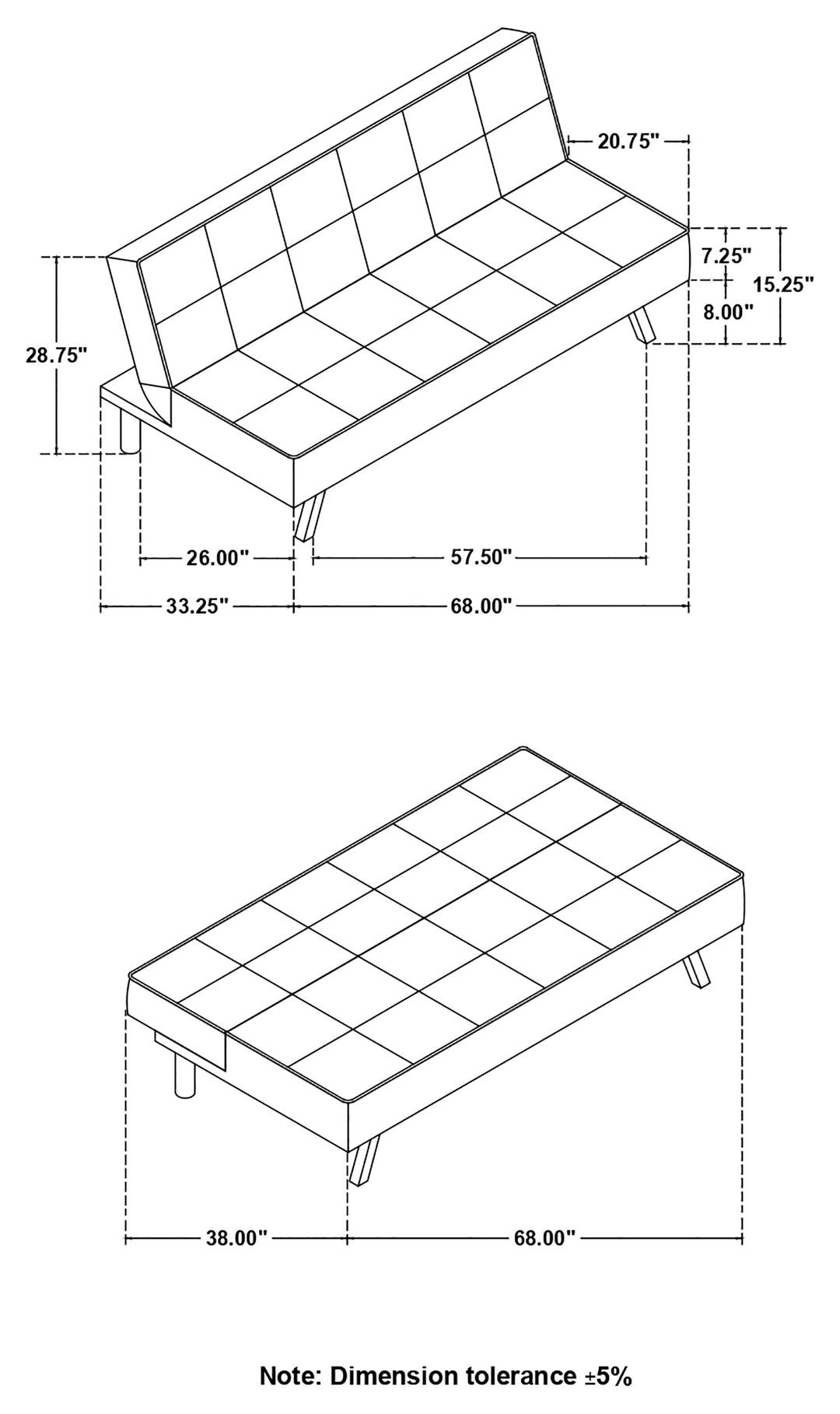 Joel Upholstered Tufted Sofa Bed