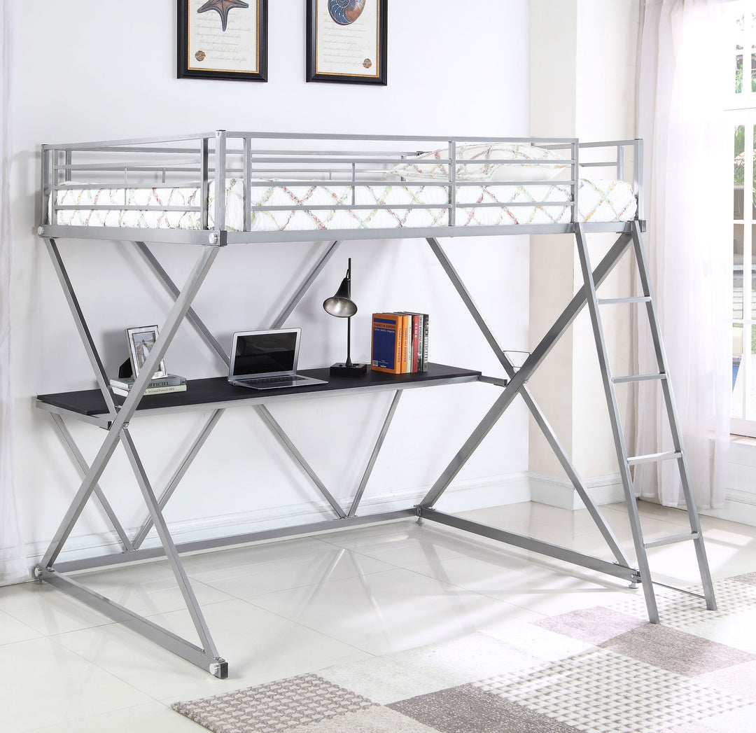 Hyde Metal Full Workstation Loft Bed Silver