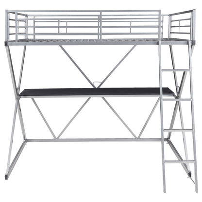 Hyde Metal Full Workstation Loft Bed Silver