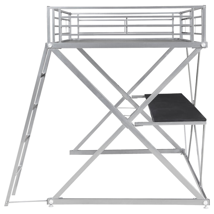 Hyde Metal Full Workstation Loft Bed Silver