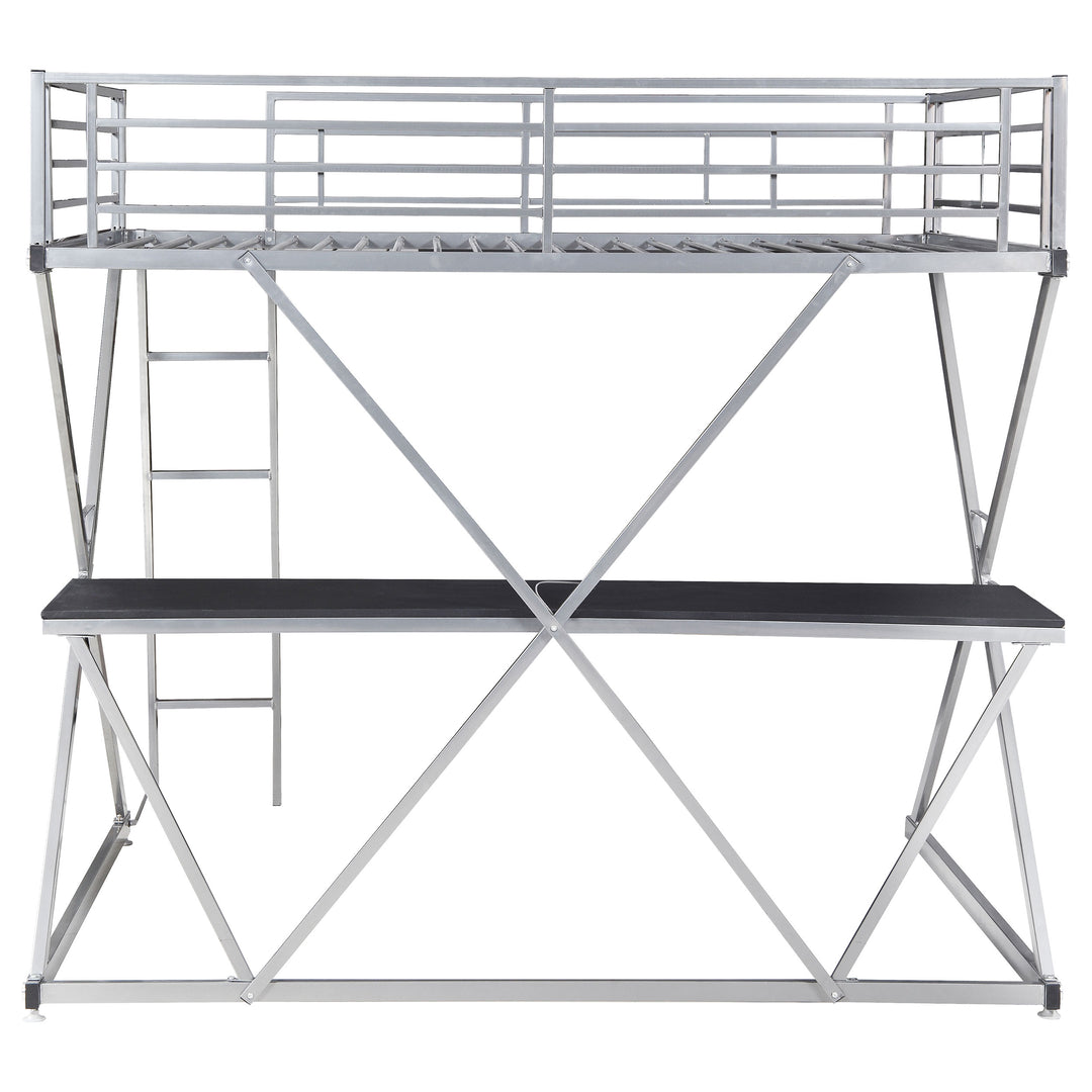 Hyde Metal Full Workstation Loft Bed Silver