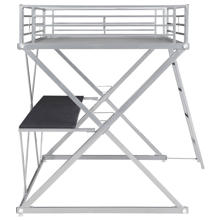 Hyde Metal Full Workstation Loft Bed Silver