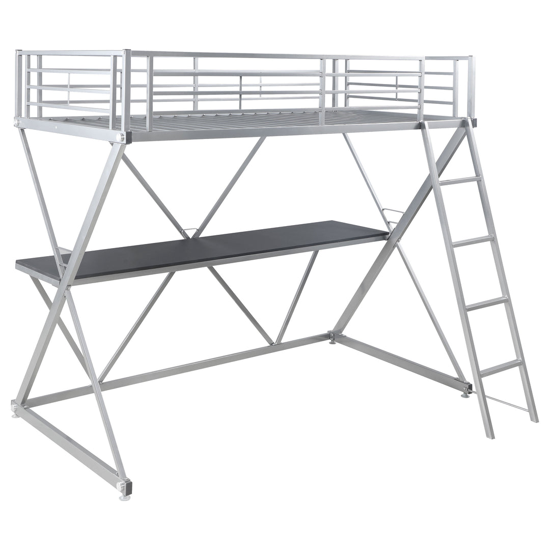 Hyde Metal Twin Workstation Loft Bed Silver