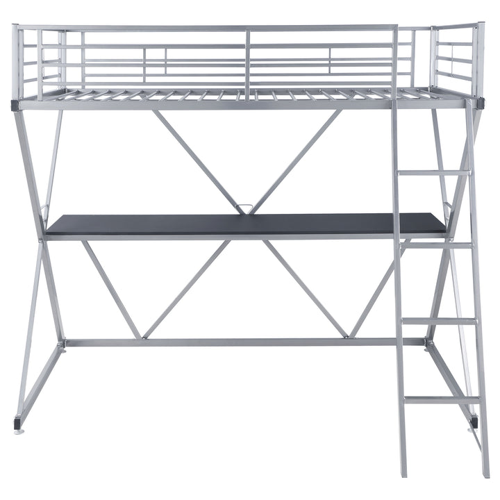 Hyde Metal Twin Workstation Loft Bed Silver