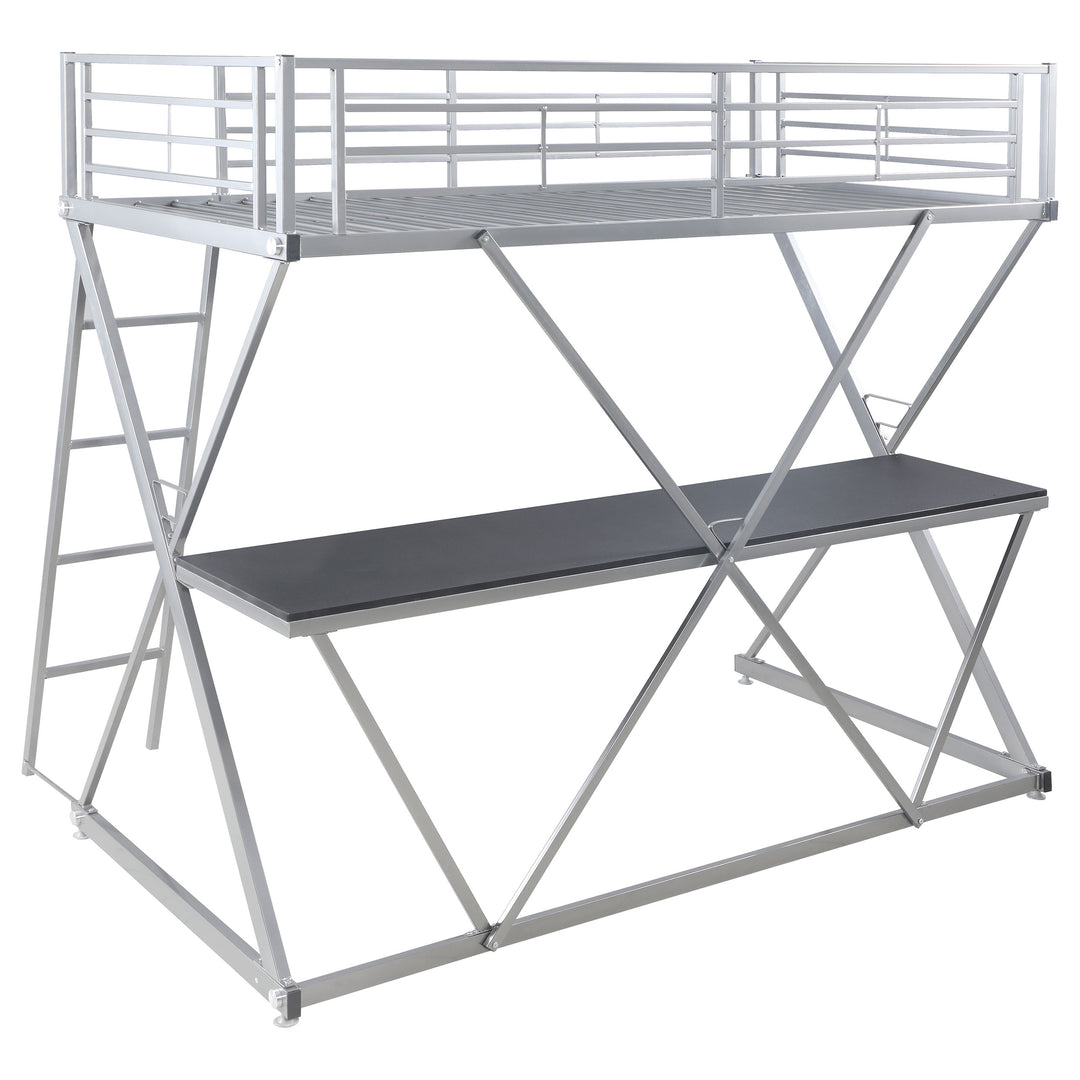 Hyde Metal Twin Workstation Loft Bed Silver