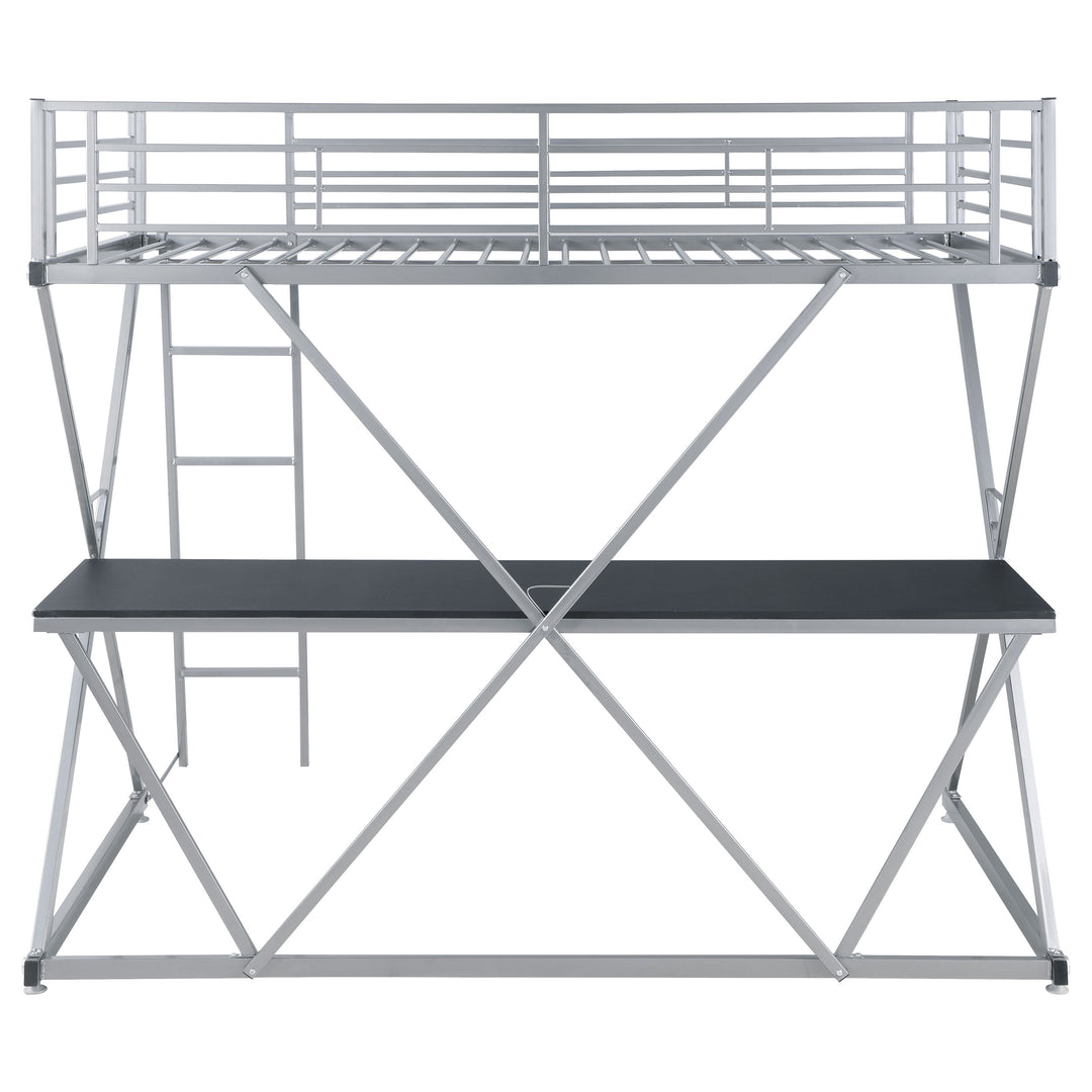 Hyde Metal Twin Workstation Loft Bed Silver