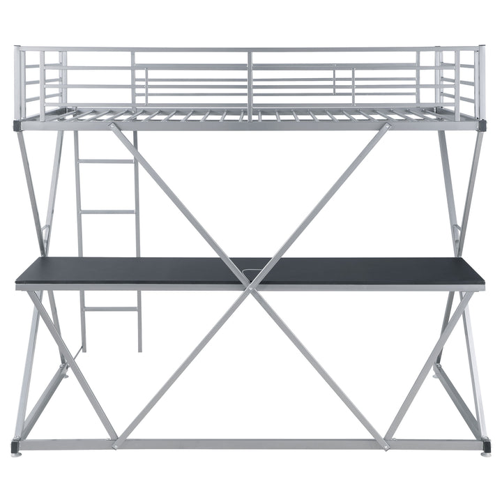 Hyde Metal Twin Workstation Loft Bed Silver