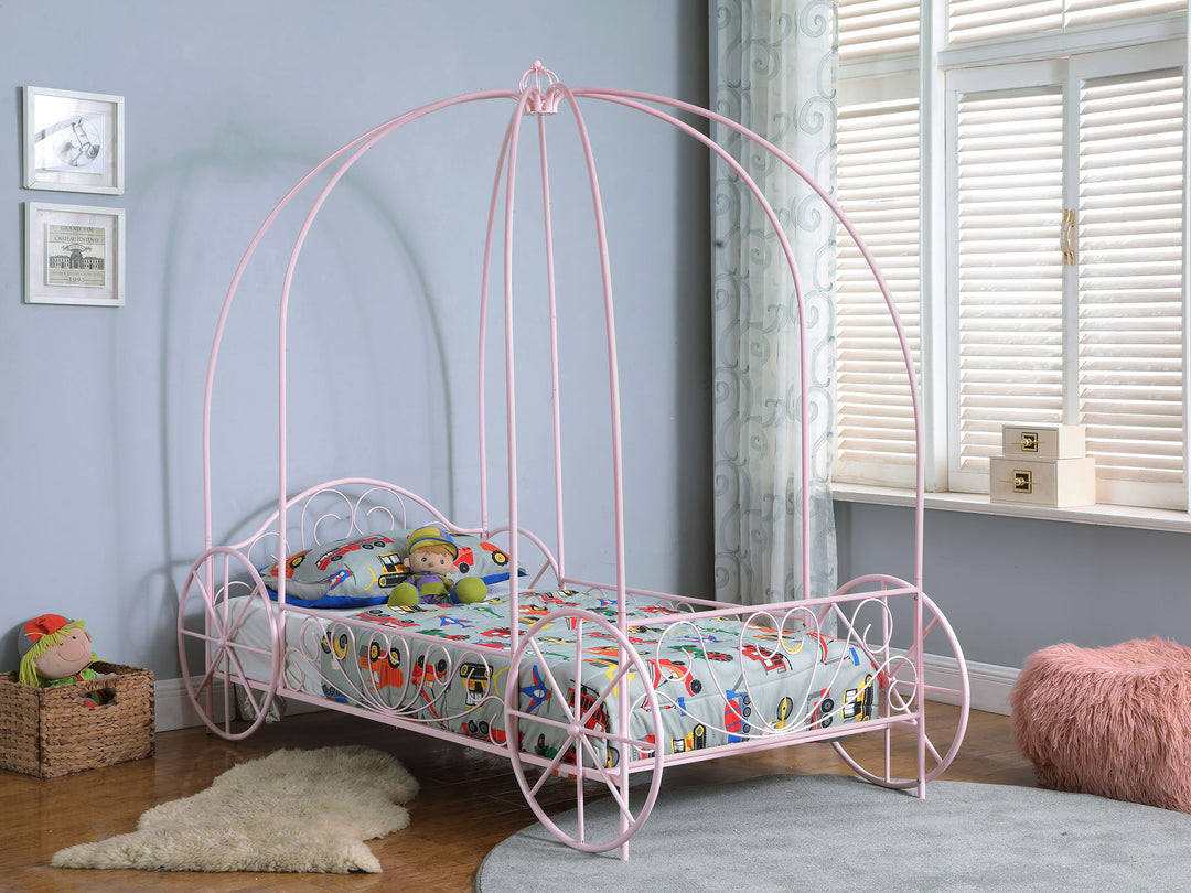 Massi Metal Twin Canopy Bed Powder Pink