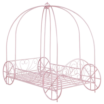 Massi Metal Twin Canopy Bed Powder Pink