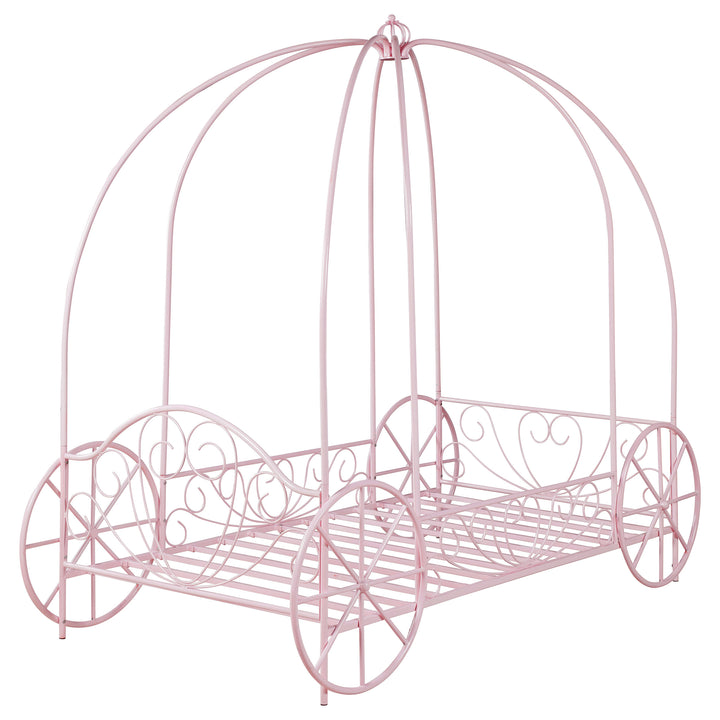 Massi Metal Twin Canopy Bed Powder Pink