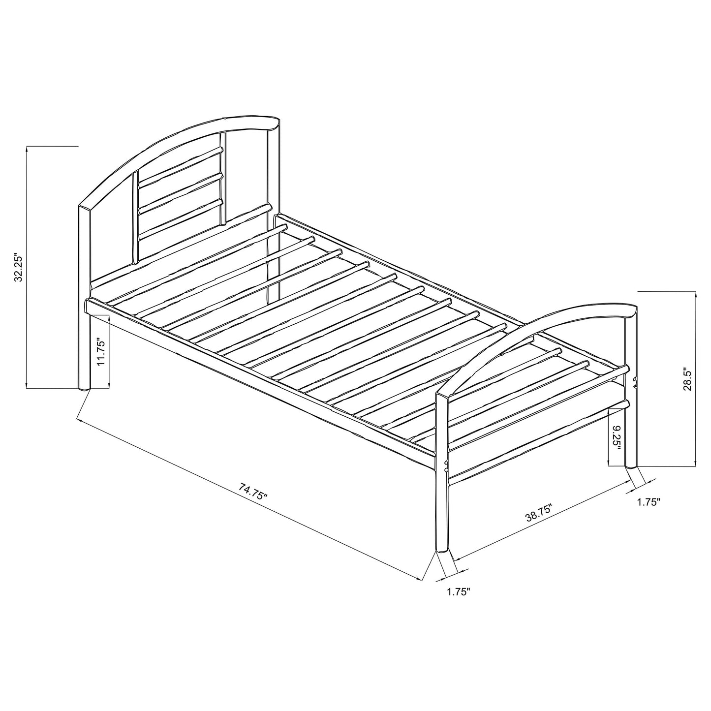 Baines Metal Twin Open Frame Bed Black