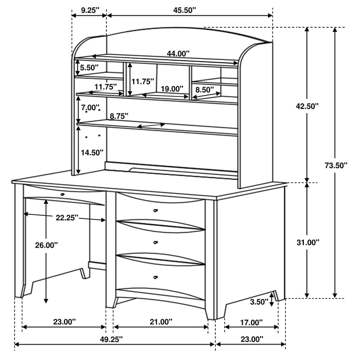 Phoenix 4-drawer Computer Desk with Hutch Cappuccino