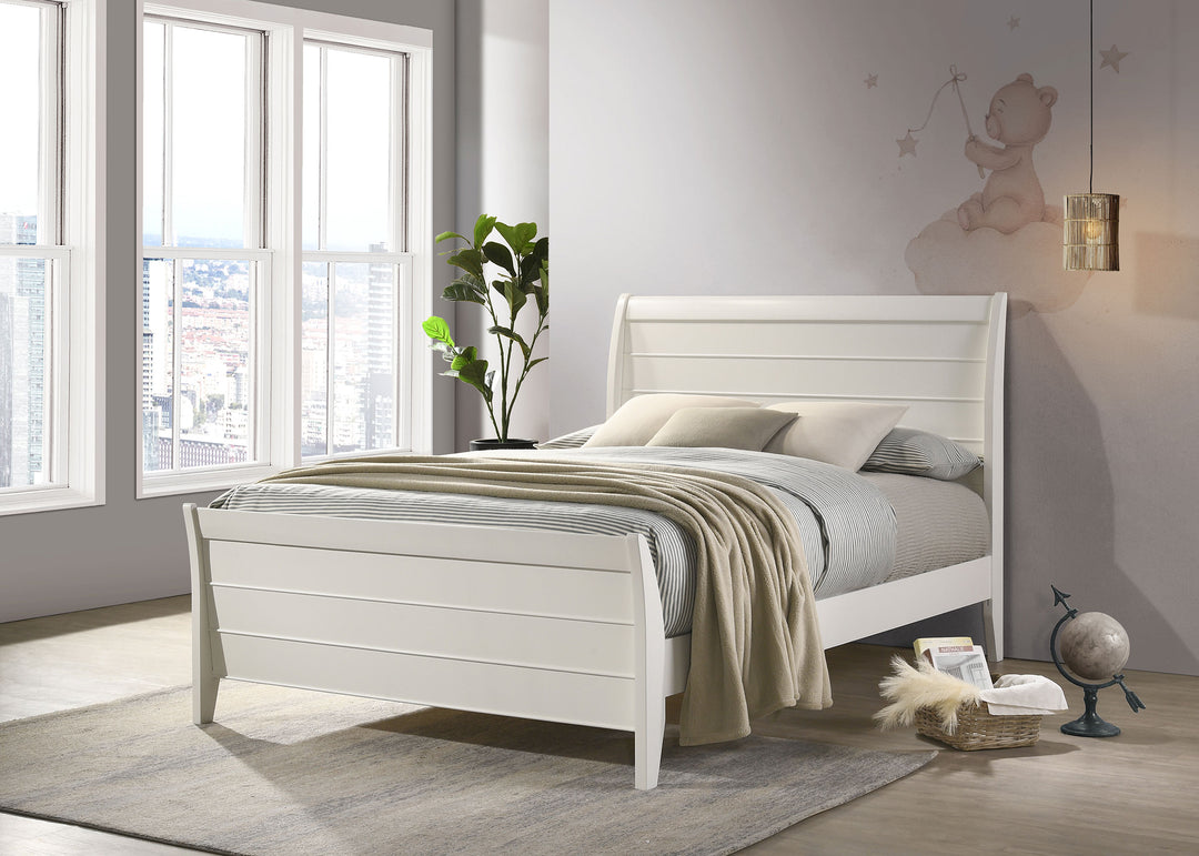 Selena Wood Full Panel Bed Cream White