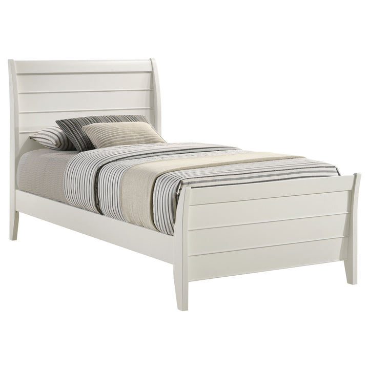 Selena Wood Twin Panel Bed Cream White