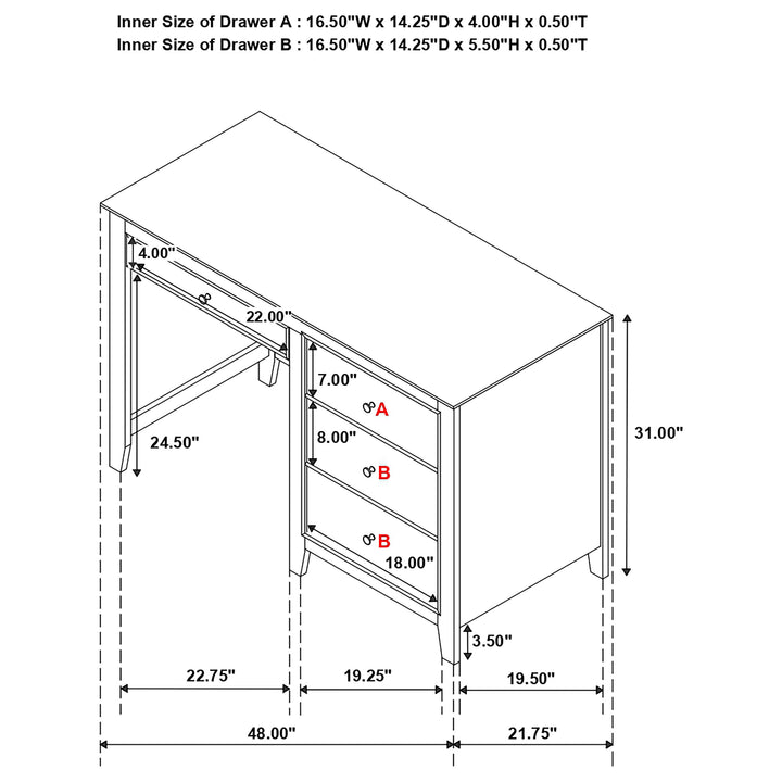 Selena 3-drawer Computer Desk Storage Cream White