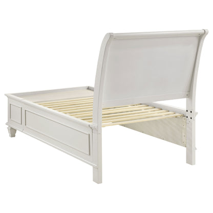 Selena Wood Twin Storage Panel Bed Cream White