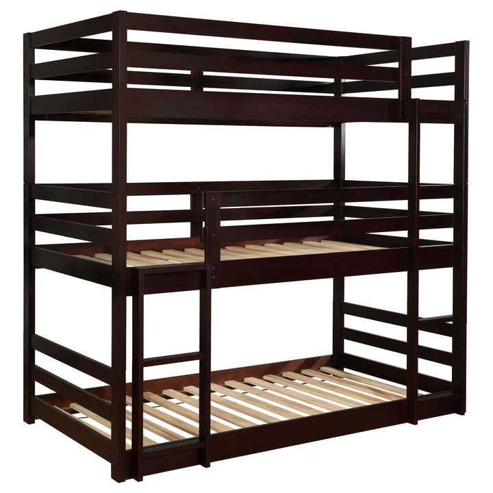 Sandler Wood Twin Triple Bunk Bed Cappuccino