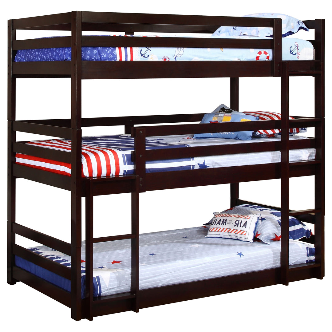 Sandler Wood Twin Triple Bunk Bed Cappuccino