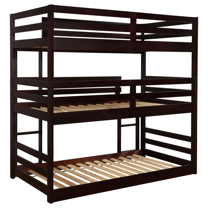 Sandler Wood Twin Triple Bunk Bed Cappuccino