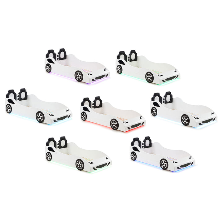 Cruiser Wood Twin LED Car Bed White