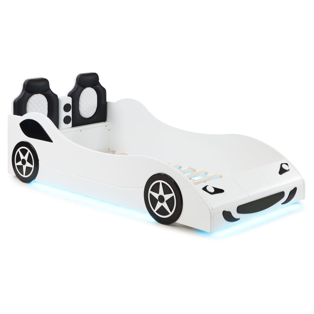 Cruiser Wood Twin LED Car Bed White