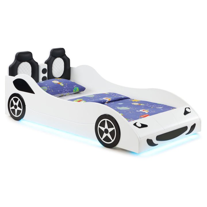 Cruiser Wood Twin LED Car Bed White